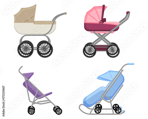Set of strollers and prams summer and winter collections