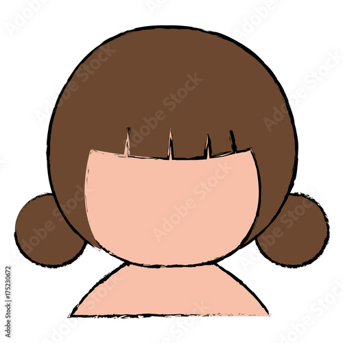 little japanese doll shirtless kawaii character vector illustration design