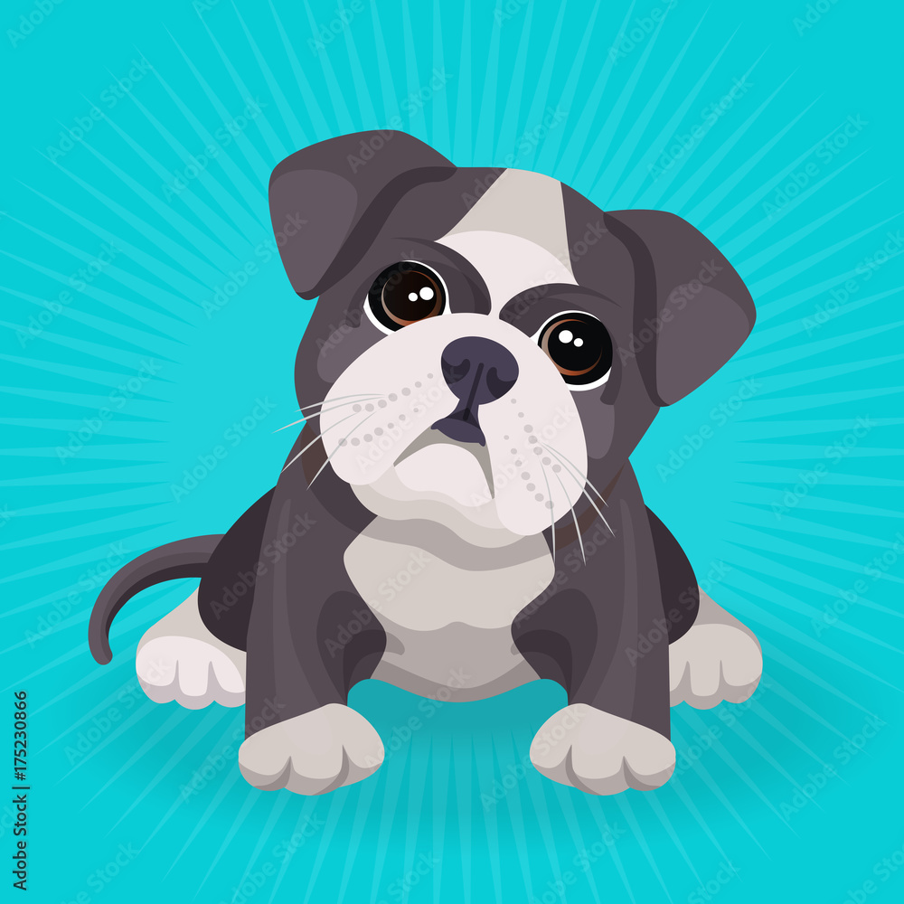 Bulldog puppy cute toy in white and beige color vector Bulldog puppy cute toy in white and beige color vector