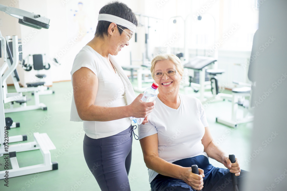Senior women in gym Senior women in gym