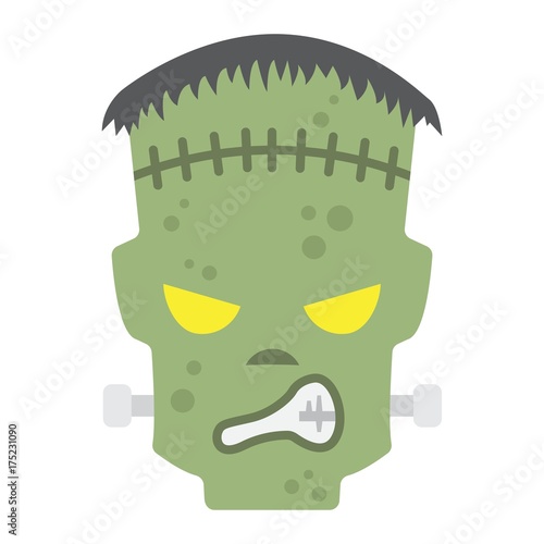 Frankenstein flat icon, halloween and scary, horror sign vector graphics, a colorful solid pattern on a white background, eps 10.