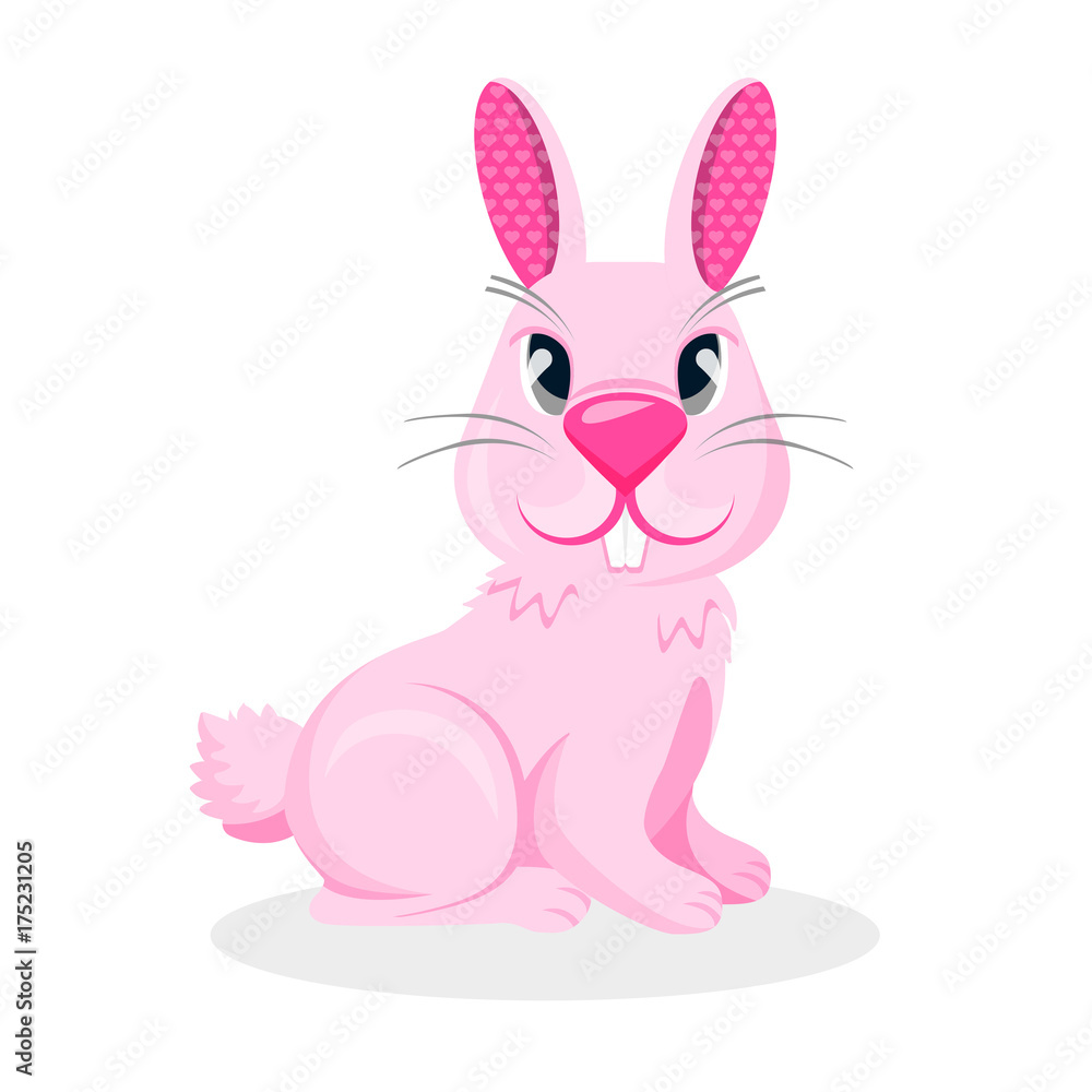 Pink bunny boy with two teeth and long ears vector illustration Pink bunny boy with two teeth and long ears vector illustration