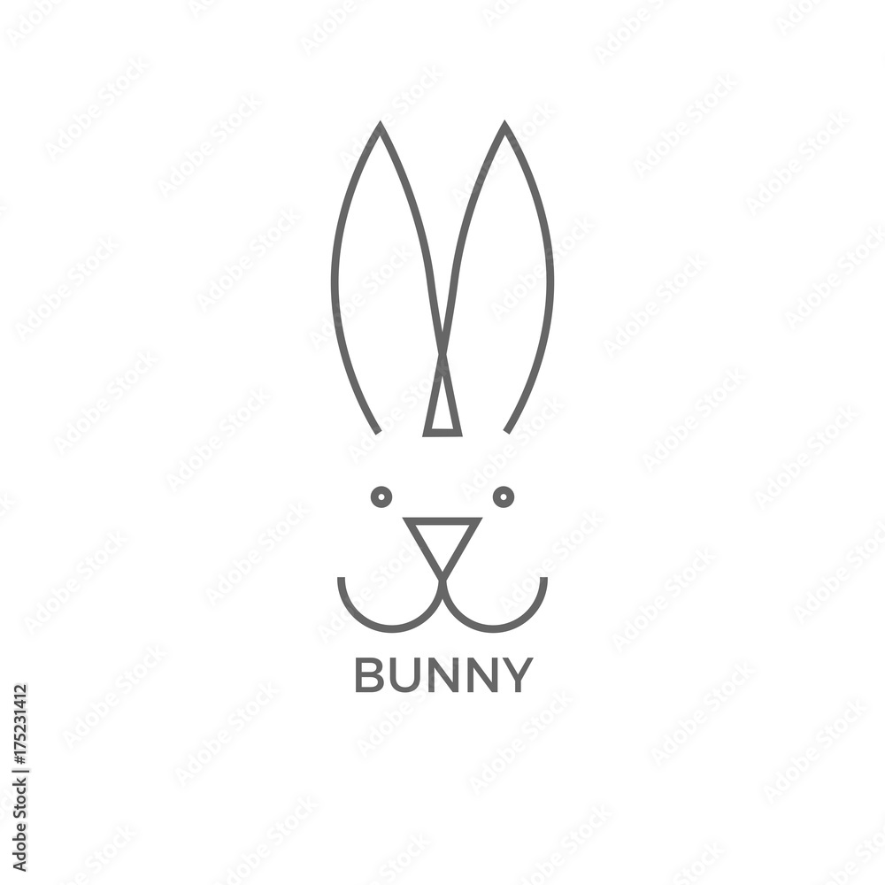 Obraz premium Bunny logo design simple line vector illustration isolated on white