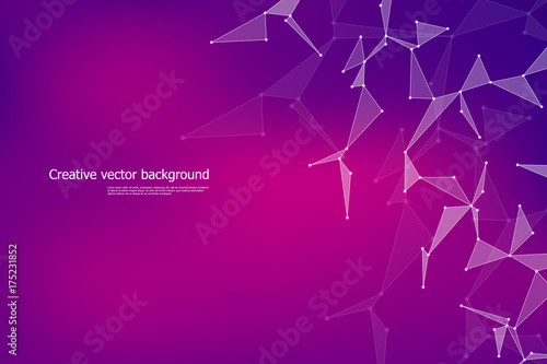 Structure of molecular particles and atom, polygonal abstract background, technology and science concept, vector illustration.