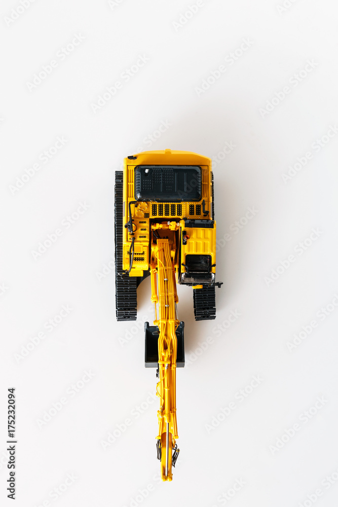 Excavator loader model on white background,Top view