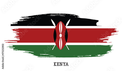 Kenya flag vector grunge paint stroke  