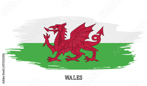 Wales flag vector grunge paint stroke  