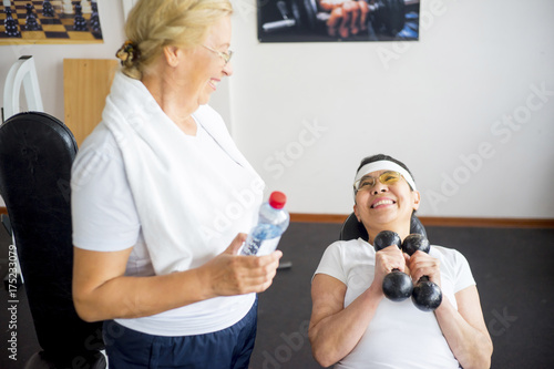 Senior women in gym