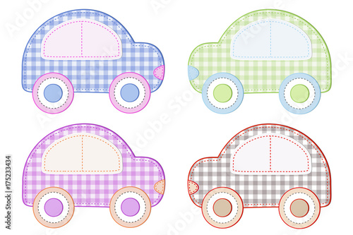 Multi colored cars with the texture of the fabric