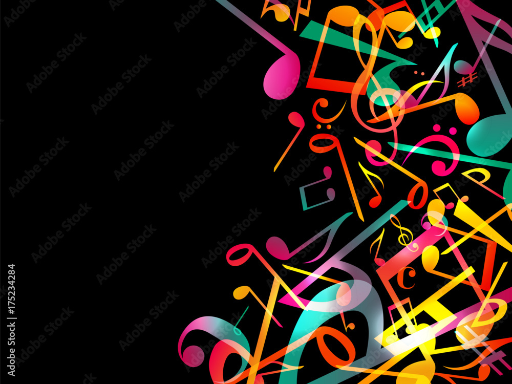 Fototapeta premium 音符ミュージック背景イラスト黒