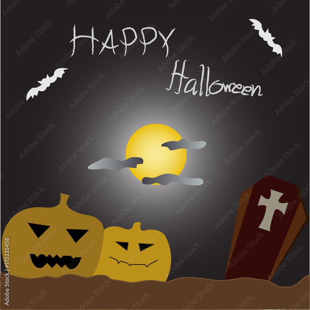 Vector of background in cartoon style in Halloween concept.