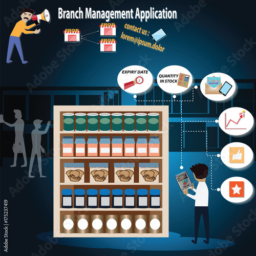 Business concept,Manage business branch for success with application – Vector