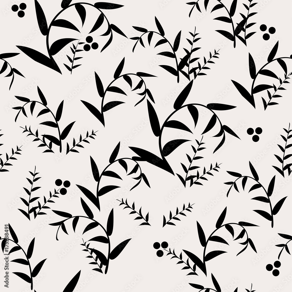 Fototapeta premium Vector abstract background with seamless leaves pattern