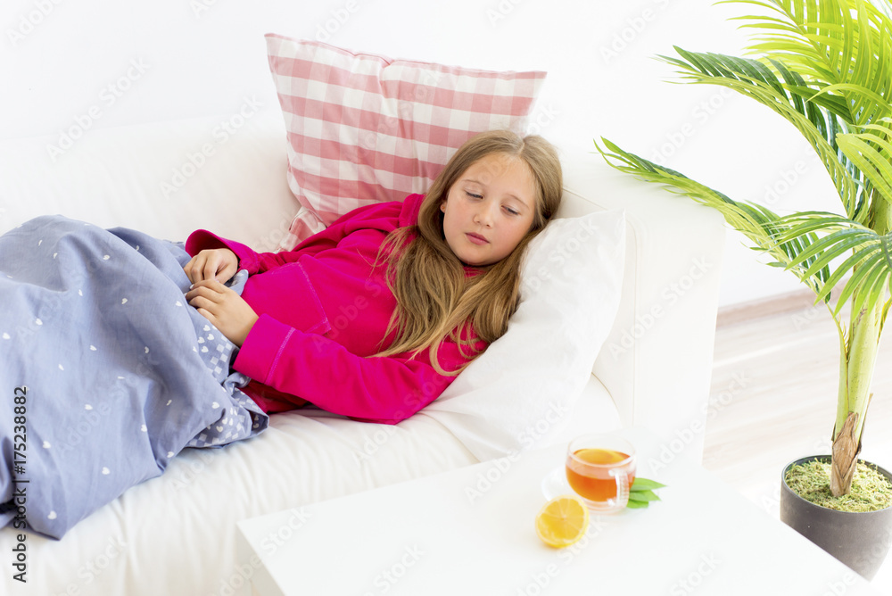 Girl having flu