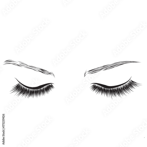 Vector illustration closed woman eyes with long eyelashes