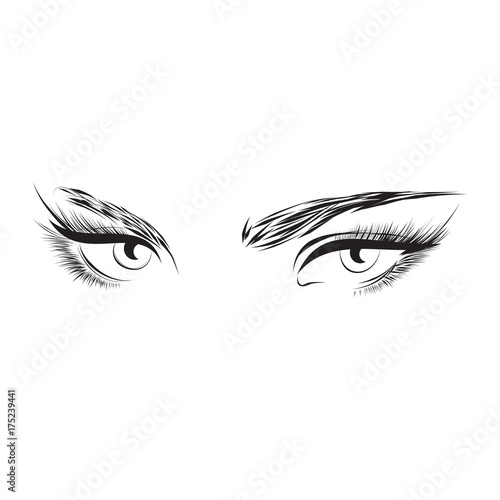Vector illustration Beautiful sensual woman eyes with long eyelashes
