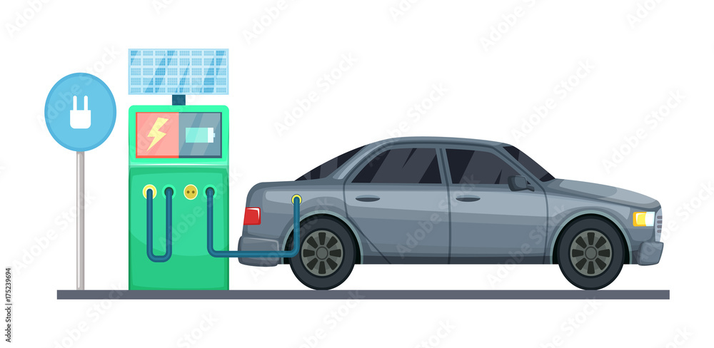 Vector illustration of electrical car charging station Vector illustration of electrical car charging station
