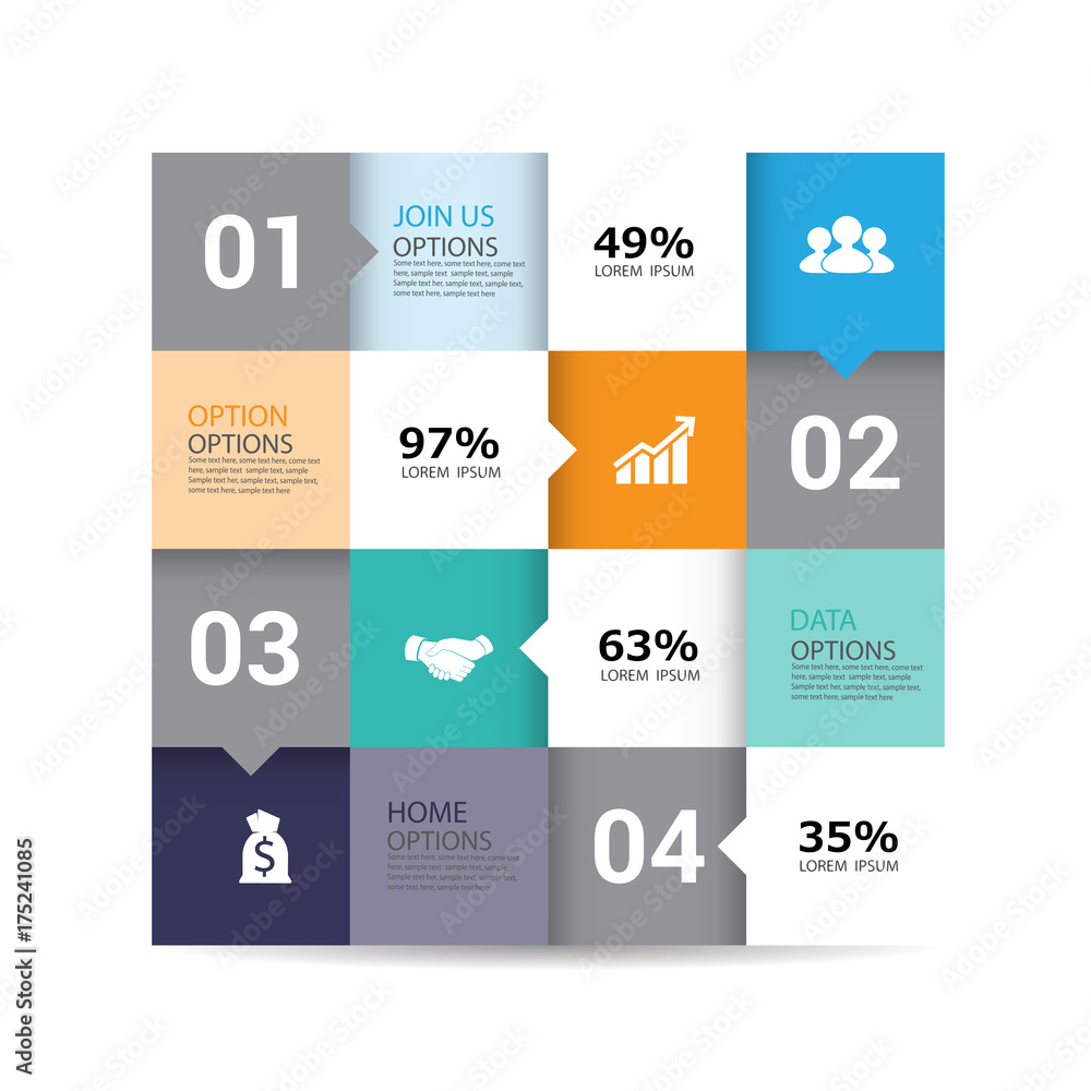 Modern infographics options banner. with 4-part chart and icons. Vector. Modern infographics options banner. with 4-part chart and icons. Vector.