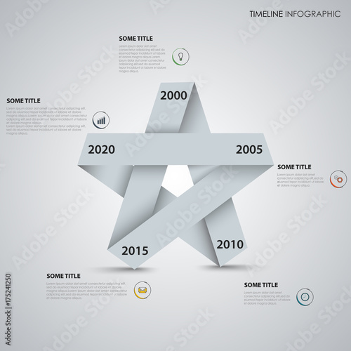 Time line info graphic with folded paper star template