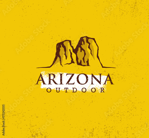 Arizona Outdoor Adventure Mountain Hiking Creative Sign Concept. Vector Active Extreme Design