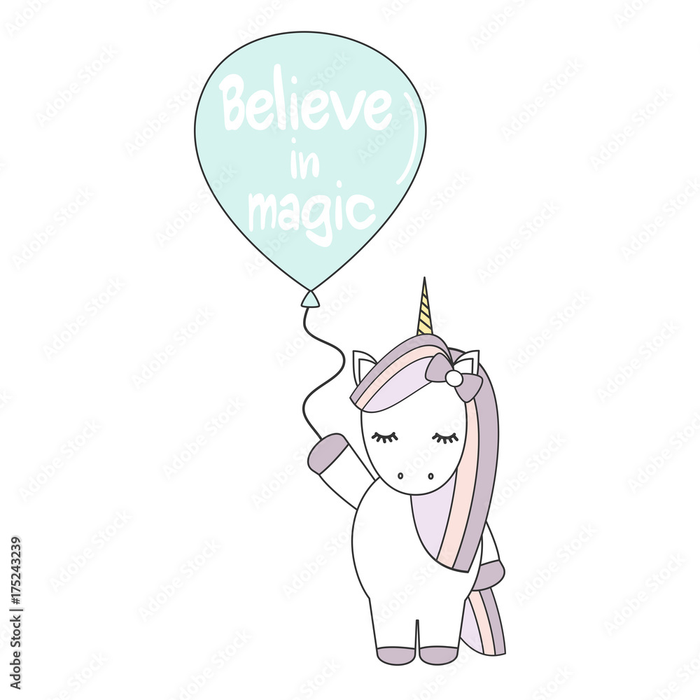 cute cartoon vector unicorn with balloon cute cartoon vector unicorn with balloon