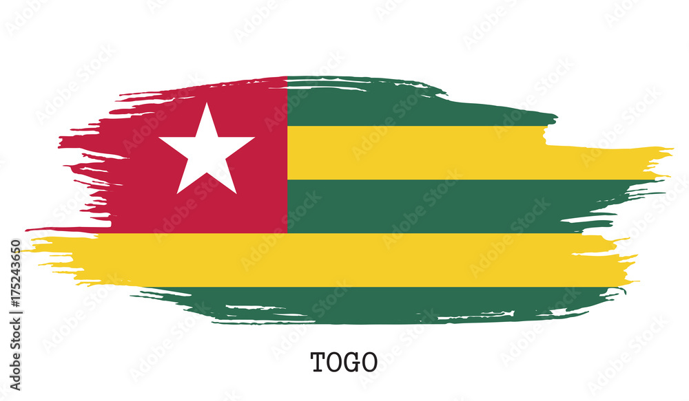 Togo flag vector grunge paint stroke Togo flag vector grunge paint stroke