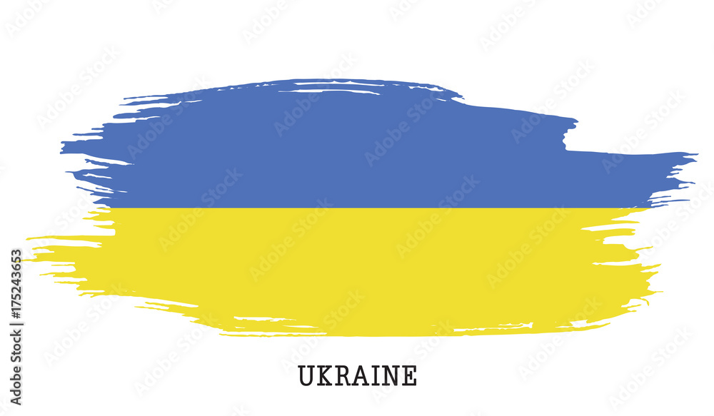 Obraz premium Ukraine flag vector grunge paint stroke 