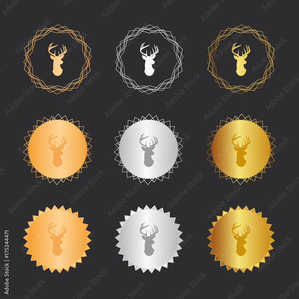 Hirsch Kopf - Bronze, Silber, Gold Medaillen Hirsch Kopf - Bronze, Silber, Gold Medaillen