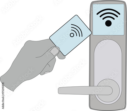 Key card. Electronic modern system for opening, closing, lock and unlock doors