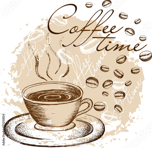 Coffee time hand drawn