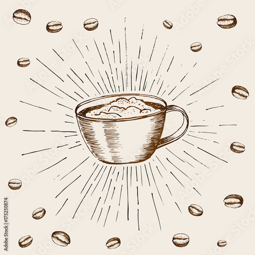 Coffee time hand drawn