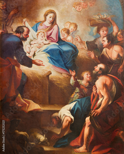 TURIN, ITALY - MARCH 13, 2017: The detail of painting of Nativity in church Chiesa di Santa Teresia by Sebastiano Conca (1730). © Renáta Sedmáková