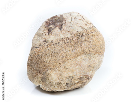 Single natural stone on white background  close-up