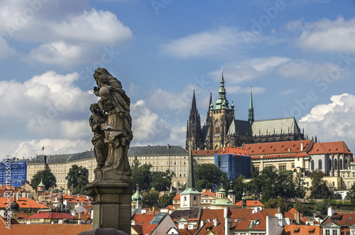 Monument on the Charles Bridge in Prague. Czech Republic.