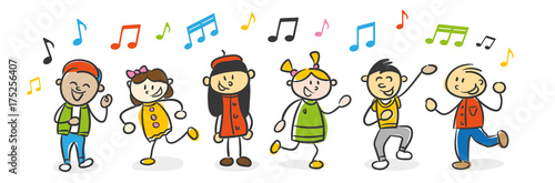Strichfiguren Kinder singen