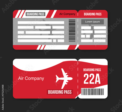 Travel concept airplane tickets Isolated on black background. Vector illustration