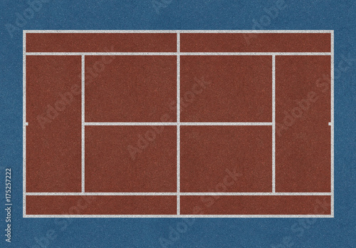 Obraz na plátně Tennis field. Tennis brown court. Top view. Isolated