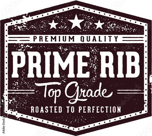 Vintage Prime Rib Steak Restaurant Menu Stamp