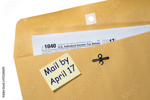 Tax Day reminder for April 17 on envelope