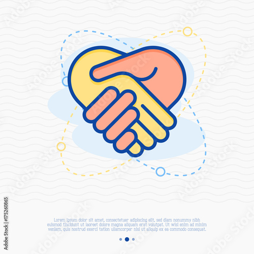 Sponsor thin line icon, handshake. Modern vector illustration.