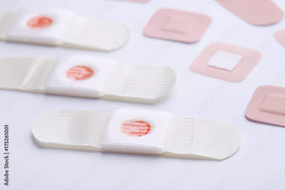 Medical plasters on a white background Medical plasters on a white background
