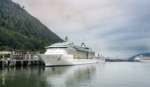 Big cruise ships pier in Juneau, Alaska