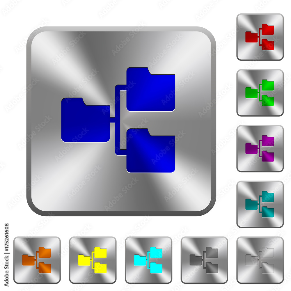 Fototapeta premium Shared folders rounded square steel buttons