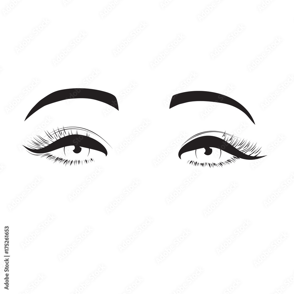 Vector illustration Beautiful woman eyes with long eyelashes