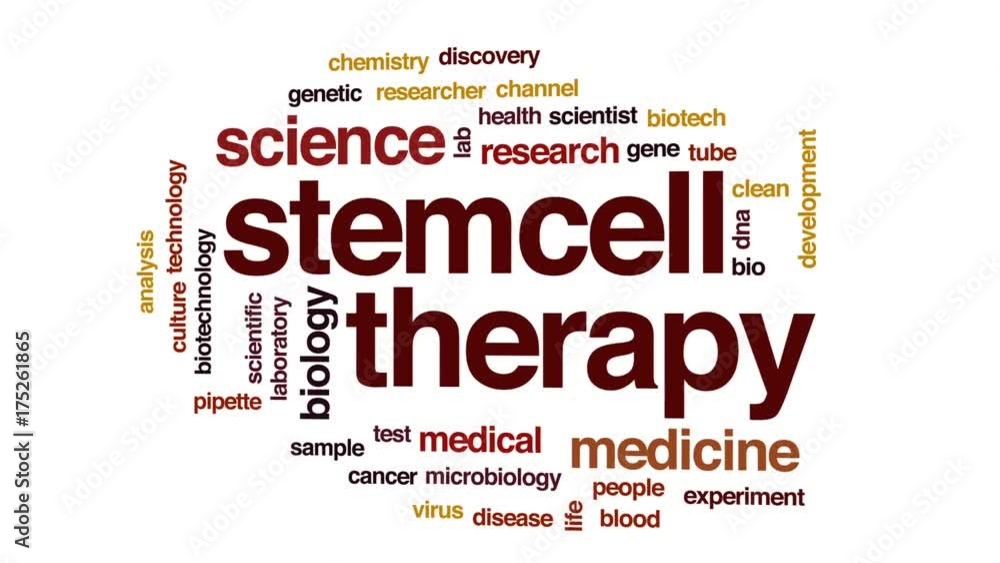 Stem cell therapy animated word cloud, text design animation. Stem cell therapy animated word cloud, text design animation.