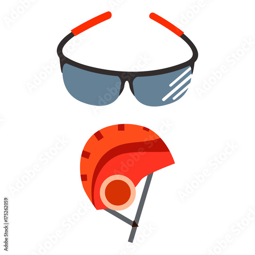 Bicycle helmet vector illustration protective wear crash cycling hat motorcycle accessory.