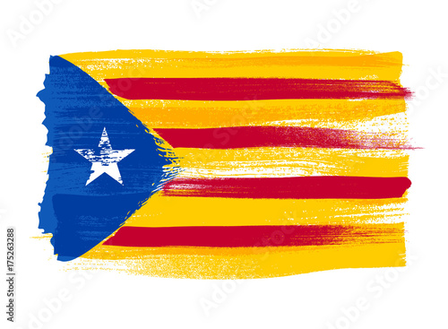 Catalonia colorful brush strokes painted flag. photo