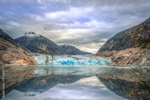 Mountains landscape in Juneau, Alaska with fog