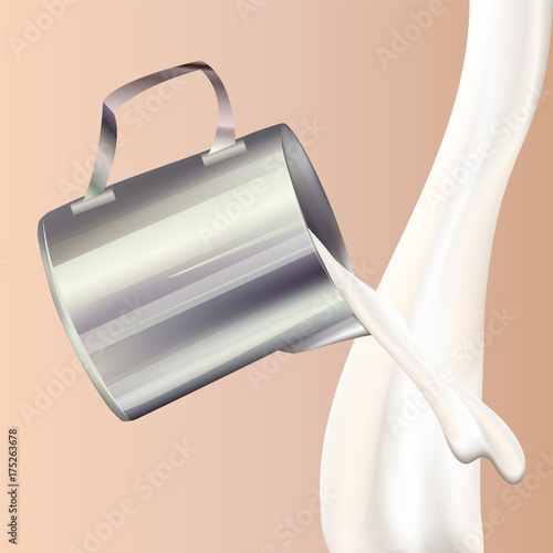 Barista pitcher with milk splash. Making coffee process.