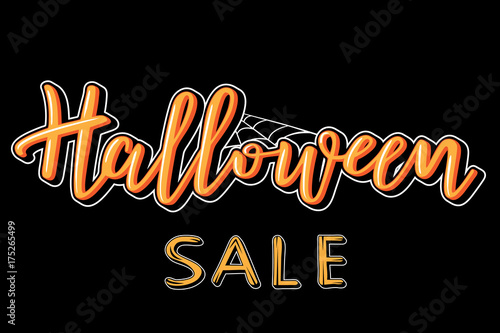 Halloween Sale vector banner with lettering. Great for voucher  offer  coupon  holiday sale.